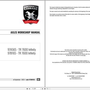 Antonio Carraro Tractor Series 97 TR7600 Infinity Axles Workshop Manual 47309153 EN (1)