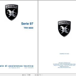Antonio Carraro Tractor Series 97 TRH9800 Technical Support Handbook 47310079 IT (1)