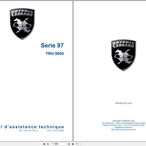 Antonio Carraro Tractor Series 97 TRH9800 Technical Support Handbook 47310080 FR (1)