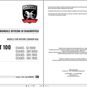 Antonio Carraro Tractor Series ERGIT100 SRX7800 SX9900 Diagnostic Workshop Manual 47307270 IT (1)