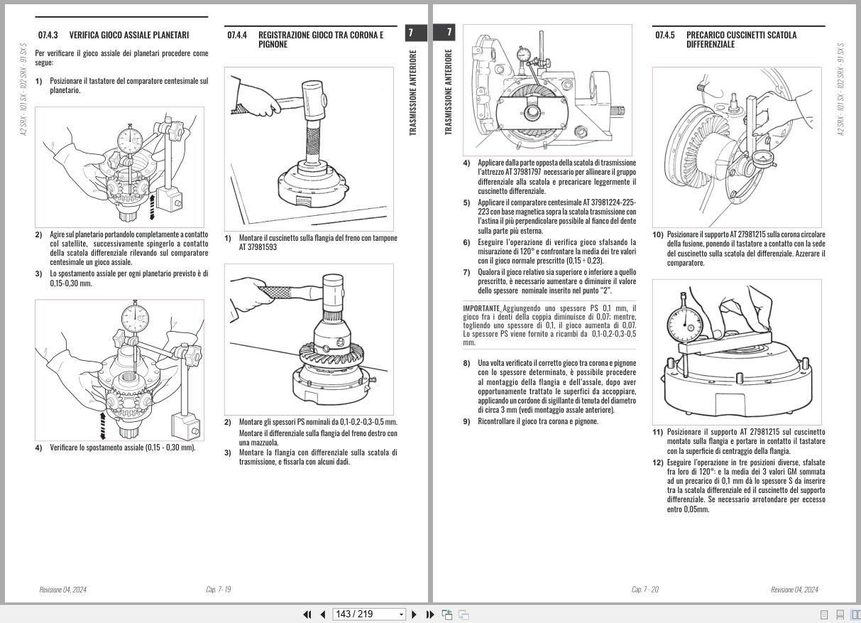 Antonio Carraro Tractor Series ERGIT100 SRX7800 SX9900 Engine Transmission Workshop Manual 47308210 IT (3)