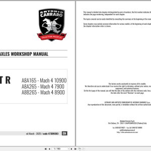 Antonio Carraro Tractor Series Ergit R Mach 4 7900 10900 Axles Workshop Manual 47309383 EN (1)
