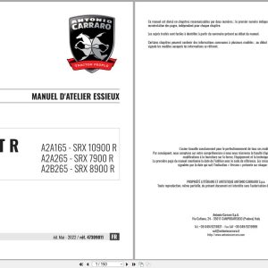 Antonio Carraro Tractor Series Ergit R SRX7900R to SRX10900R Axles Workshop Manual 47309011 FR (1)