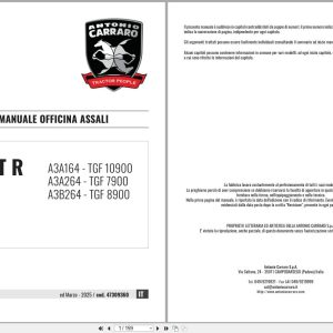 Antonio Carraro Tractor Series Ergit R TGF7900 to TGF10900 Axles Workshop Manual 47309360 IT (1)