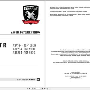 Antonio Carraro Tractor Series Ergit R TGF7900 to TGF10900 Axles Workshop Manual 47309361 FR (1)