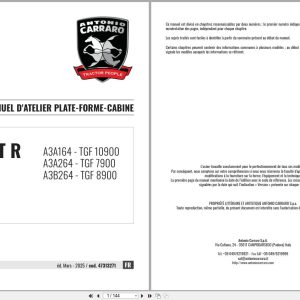 Antonio Carraro Tractor Series Ergit R TGF7900 to TGF10900 Platform Cab Workshop Manual 47313271 FR (1)