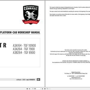 Antonio Carraro Tractor Series Ergit R TGF7900 to TGF10900 Platform Cab Workshop Manual 47313273 EN (1)