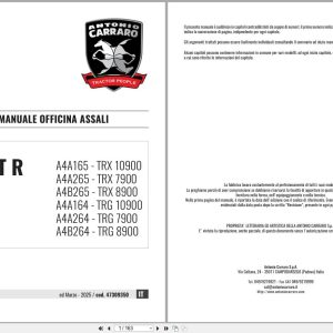 Antonio Carraro Tractor Series Ergit R TRX7900 to TRG10900 Axles Workshop Manual 47309350 IT (1)