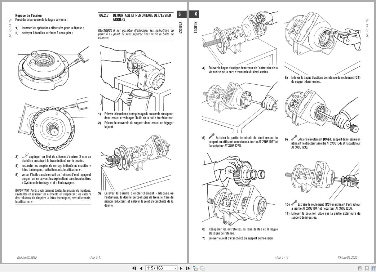 Antonio Carraro Tractor Series Ergit R TRX7900 to TRG10900 Axles Workshop Manual 47309351 FR (3)