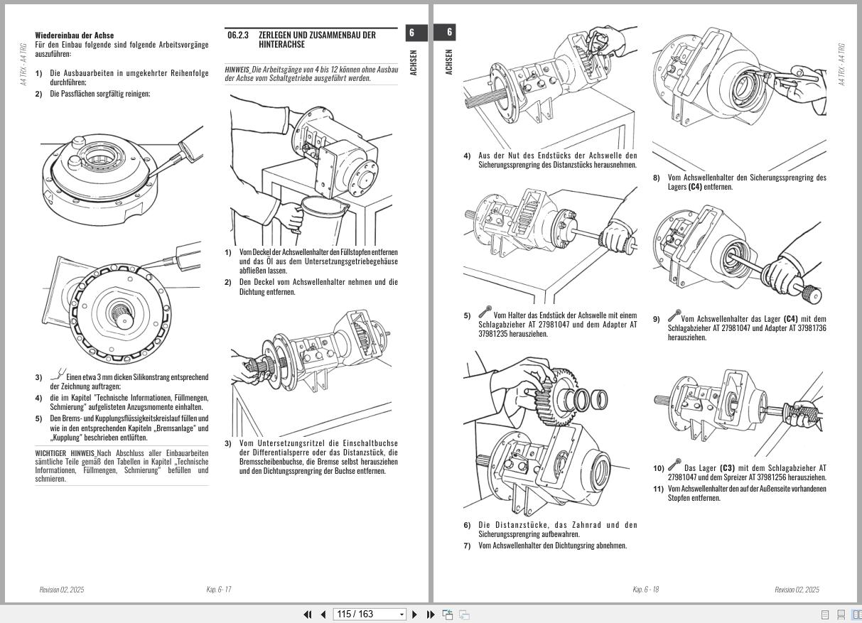Antonio Carraro Tractor Series Ergit R TRX7900 to TRG10900 Axles Workshop Manual 47309352 DE (3)