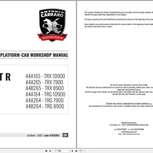Antonio Carraro Tractor Series Ergit R TRX7900 to TRG10900 Platform Cab Workshop Manual 47313263 EN (1)