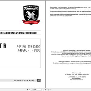 Antonio Carraro Tractor Series Ergit R TTR8900 TTR10900 Platform Cab Workshop Manual 47313282 DE (1)