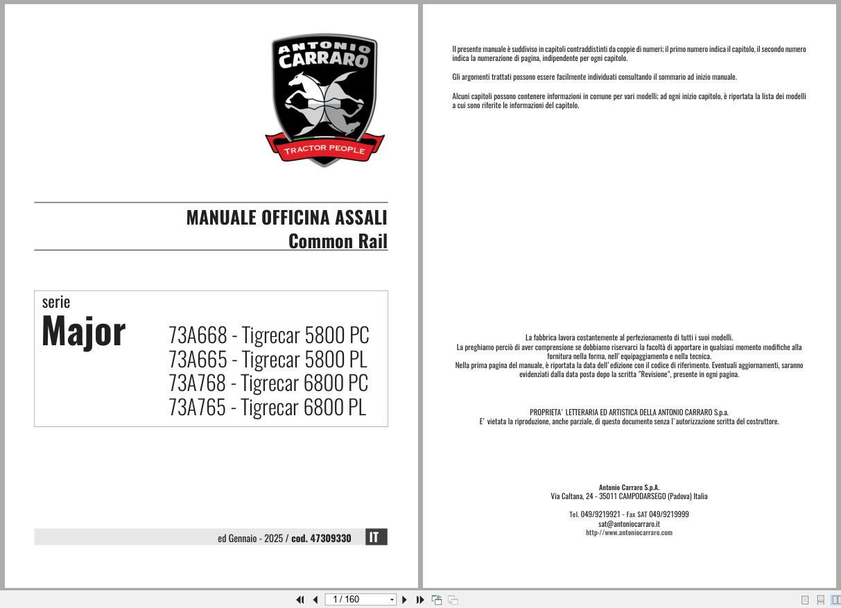 Antonio Carraro Tractor Series Major 5800PC to 6800PL Axles Workshop Manual 47309330 IT (1)