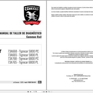 Antonio Carraro Tractor Series Major 5800PC to 6800PL Diagnostic Workshop Manual 47307164 01 ES (1)