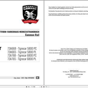 Antonio Carraro Tractor Series Major 5800PC to 6800PL Platform Cab Workshop Manual 47313242 DE (1)