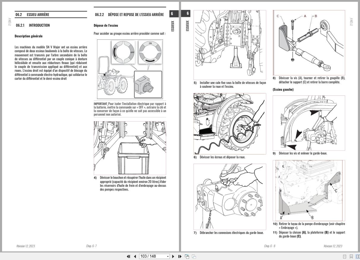 Antonio Carraro Tractor Series Major SN5800V Axles Workshop Manual 47309181 FR (2)