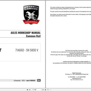 Antonio Carraro Tractor Series Major SN5800V Axles Workshop Manual 47309183 EN (1)