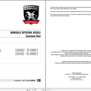 Antonio Carraro Tractor Series TORA TC5800F TC6800F Axles Workshop Manual 47309070 IT (1)