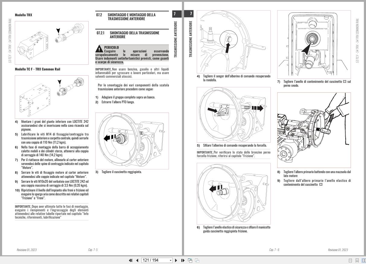 Antonio Carraro Tractor Series TORA TC5800F TC6800F Engine Transmission Workshop Manual 47308070 IT (3)