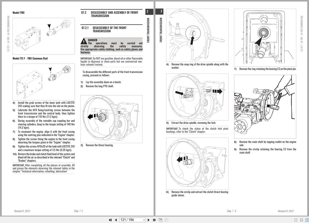 Antonio Carraro Tractor Series TORA TC5800F TC6800F Engine Transmission Workshop Manual 47308073 EN (3)