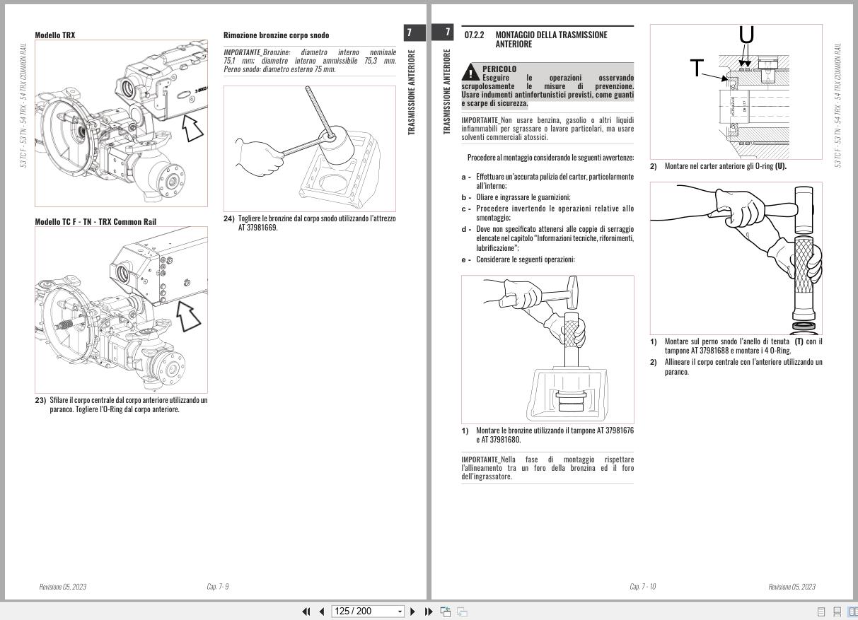 Antonio Carraro Tractor Series TORA TN5800 TN6800 Engine Transmission Workshop Manual 47308110 IT (3)