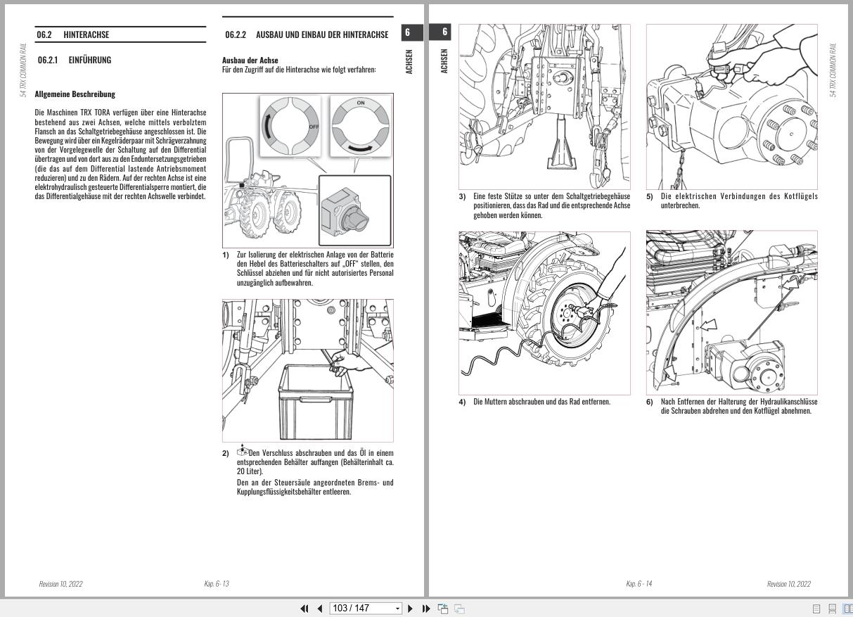 Antonio Carraro Tractor Series TORA TRX5800 Axles Workshop Manual 47309042 DE (3)