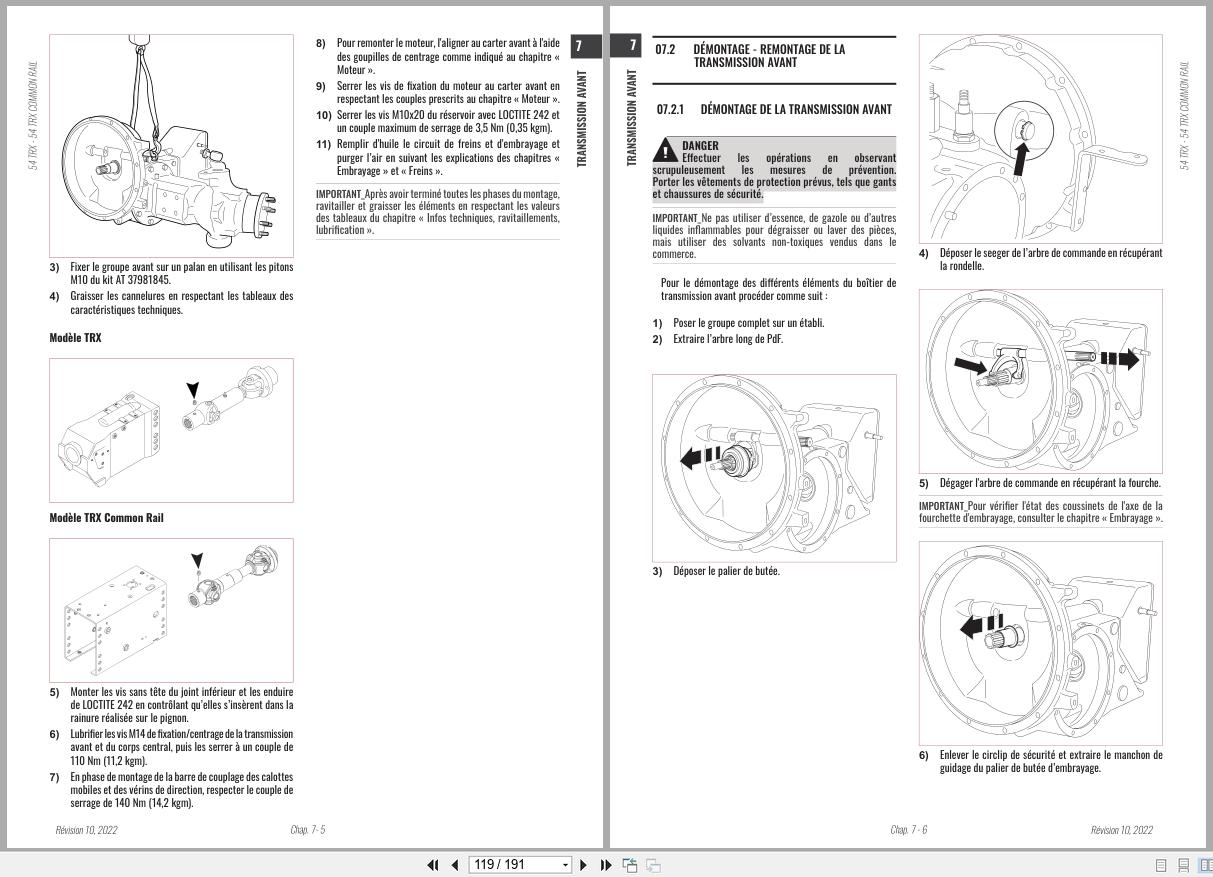 Antonio Carraro Tractor Series TORA TRX5800 Engine Transmission Workshop Manual 47308041 FR (3)