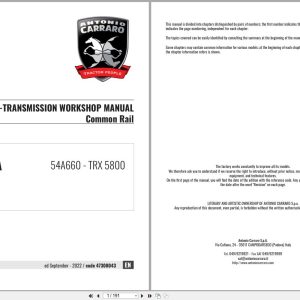 Antonio Carraro Tractor Series TORA TRX5800 Engine Transmission Workshop Manual 47308043 EN (1)