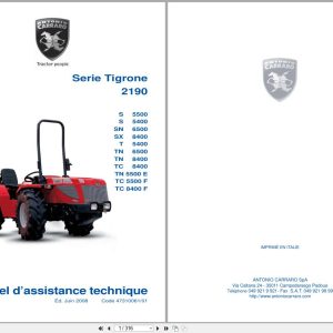 Antonio Carraro Tractor Series Tigrone 2190 S5500 to TC8400F Technical Support Manual 47310061 01 FR (1)
