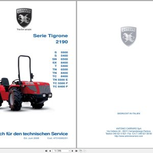 Antonio Carraro Tractor Series Tigrone 2190 S5500 to TC8400F Technical Support Manual 47310062 01 DE (1)