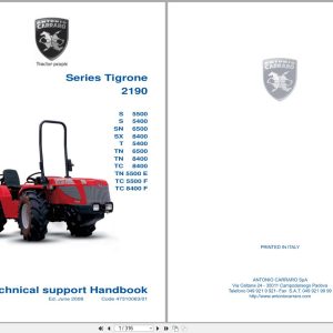 Antonio Carraro Tractor Series Tigrone 2190 S5500 to TC8400F Technical Support Manual 47310063 01 EN (1)