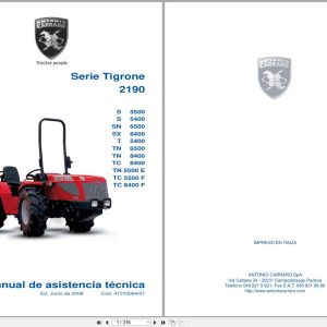 Antonio Carraro Tractor Series Tigrone 2190 S5500 to TC8400F Technical Support Manual 47310064 01 ES (1)
