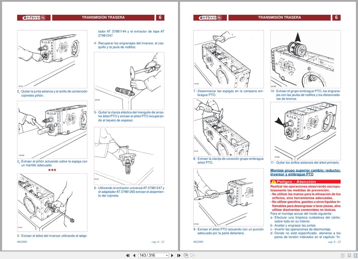 Antonio Carraro Tractor Series Tigrone 2190 S5500 to TC8400F Technical Support Manual 47310064 01 ES (2)