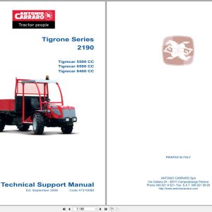 Antonio Carraro Tractor Tigrone Series 2190 5500CC to 8400CC Technical Support Manual 47310068 EN (1)