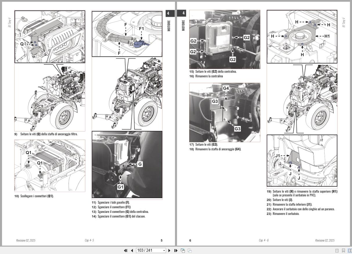 Antonio Carraro Tractor Tony 8700V Engine Transmission Workshop Manual 47308190 01 IT (2)
