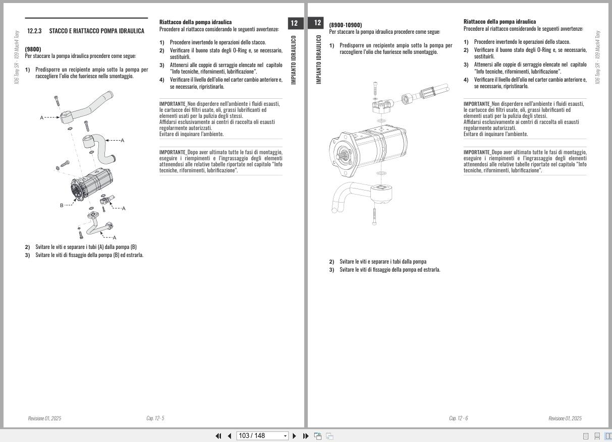 Antonio Carraro Tractor Tony Mach4 10900 8900 Hydraulic Workshop Manual 47311290 IT (3)
