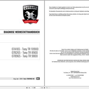 Antonio Carraro Tractor Tony TR8900 TR10900 Diagnostic Workshop Manual 47307062 02 DE (1)