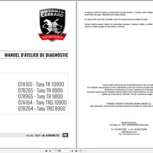 Antonio Carraro Tractor Tony TR8900 to TRG10900 Diagnostic Workshop Manual 47307061 02 FR (1)