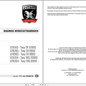 Antonio Carraro Tractor Tony TR8900 to TRG10900 Diagnostic Workshop Manual 47307062 02 DE (1)