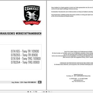 Antonio Carraro Tractor Tony TR8900 to TRG10900 Hydraulic Workshop Manual 47311092 01 DE (1)