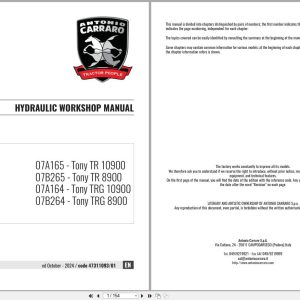 Antonio Carraro Tractor Tony TR8900 to TRG10900 Hydraulic Workshop Manual 47311093 01 EN (1)