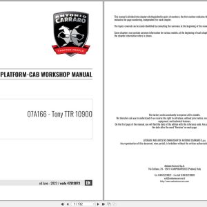 Antonio Carraro Tractor Tony TTR10900 Platform Cab Workshop Manual 47313073 EN (1)
