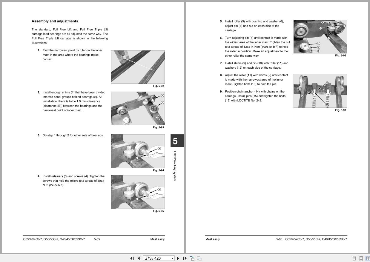 Bobcat Forklift G35S 7 to G55SC 7 Service Manual DSB4476E00 (2)