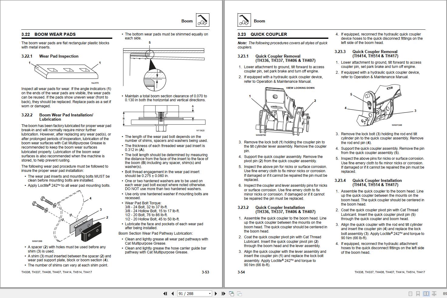 CAT Telehandler TH336 to TH417 Service Manual 31200370 (4)
