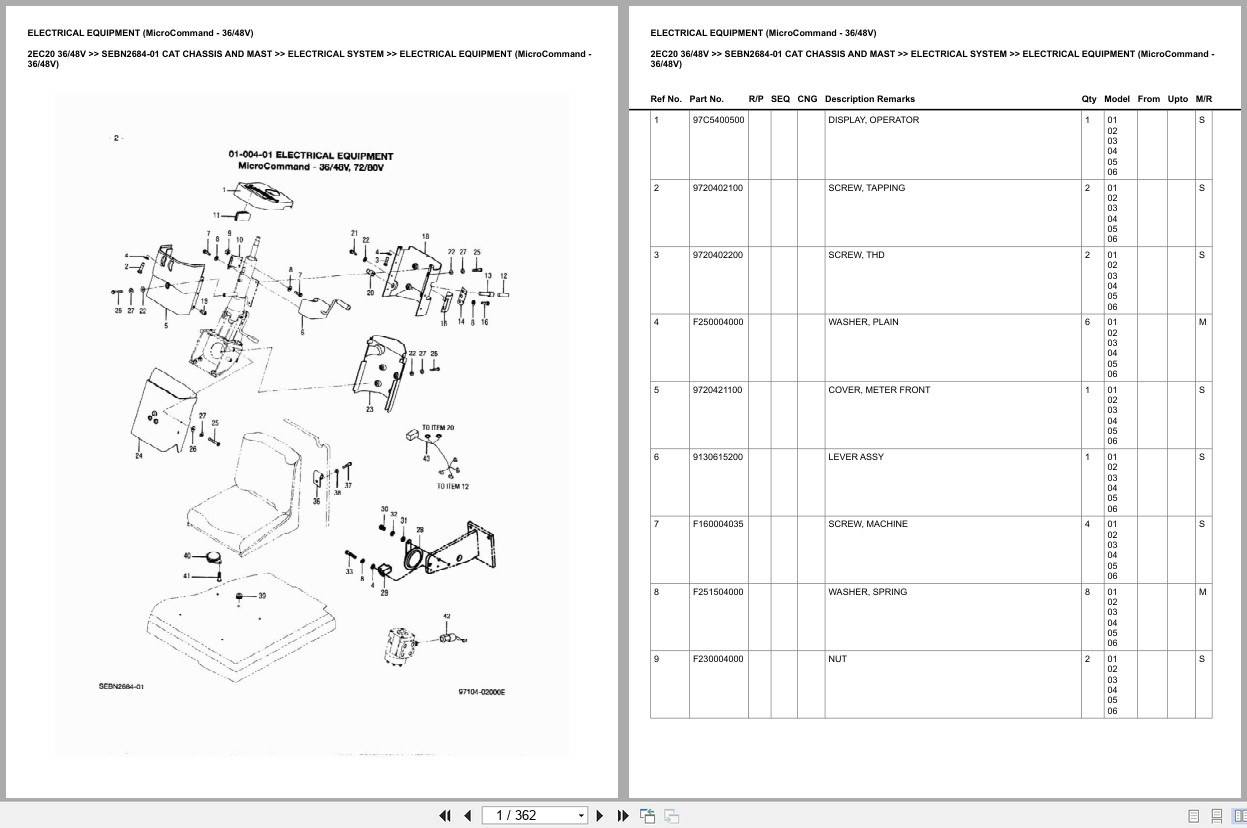 Caterpillar Forklift 2EC20 36 48V Europe Parts Catalog (2)