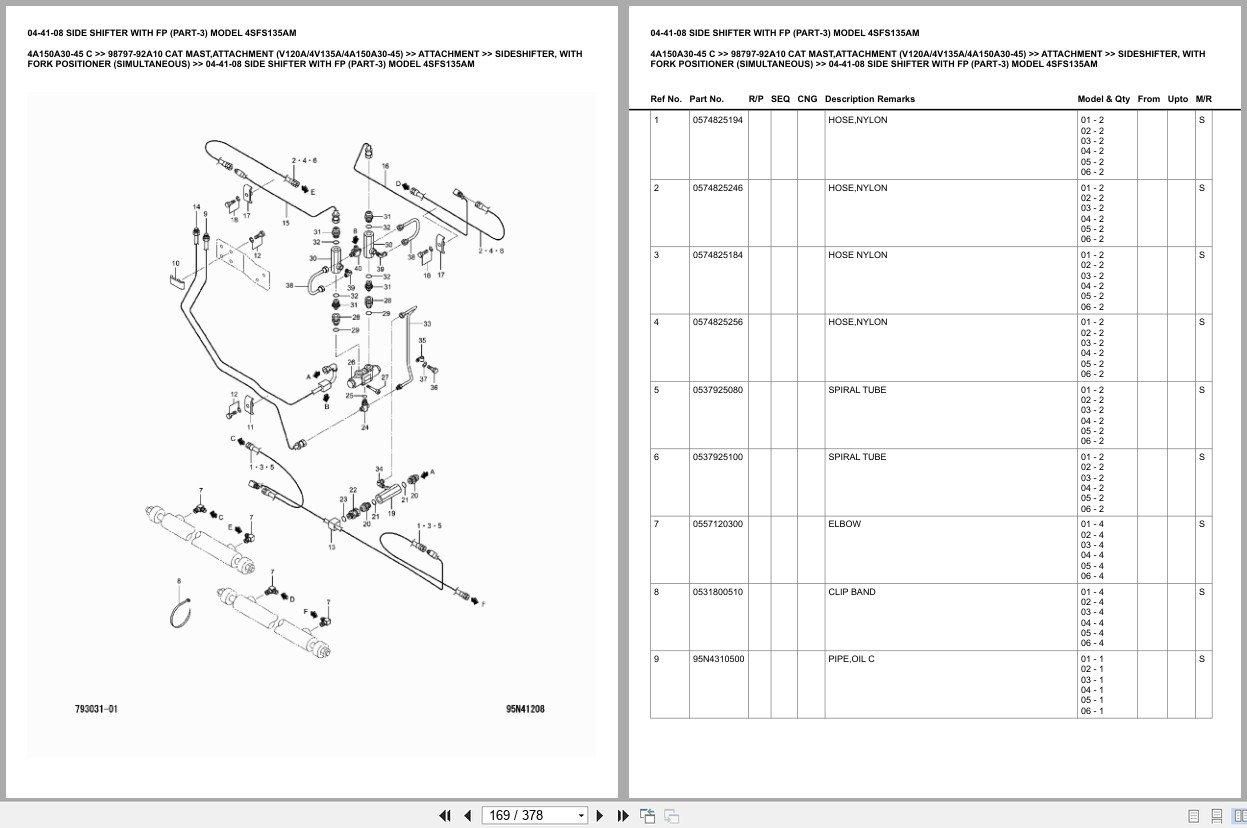 Caterpillar Forklift 4A150A30 45 C Mast Attachment (V120A4V135A4A150A30 45) Europe Parts Catalog 98797 92A10 (2)