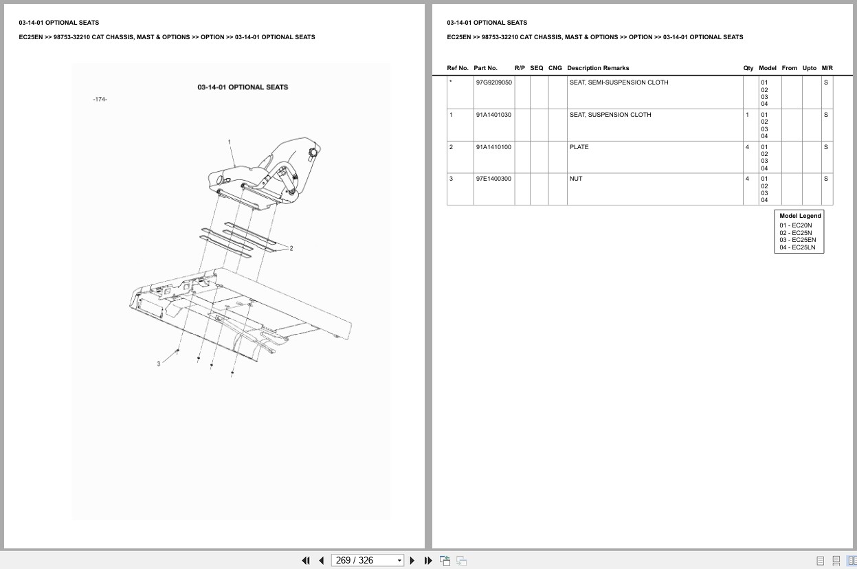 Caterpillar Forklift EC25EN Chassis Mast Options Europe Parts Catalog 98753 32210 (2)
