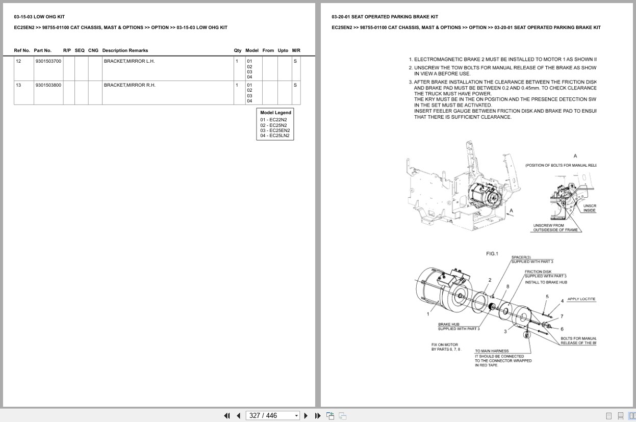 Caterpillar Forklift EC25EN2 Chassis Mast Options Europe Parts Catalog 98755 01100 (2)