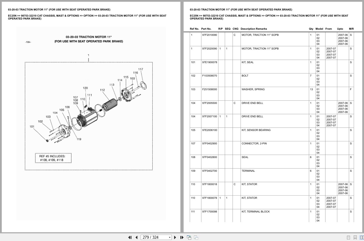 Caterpillar Forklift EC25N Chassis Mast Options Europe Parts Catalog 98753 32210 (2)