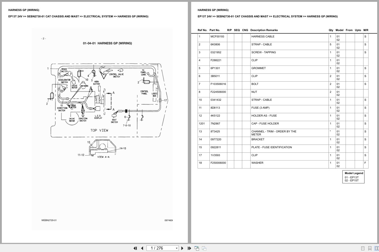Caterpillar Forklift EP13T 24V Chassis Mast Europe Parts Catalog SEBN2730 01 (1)